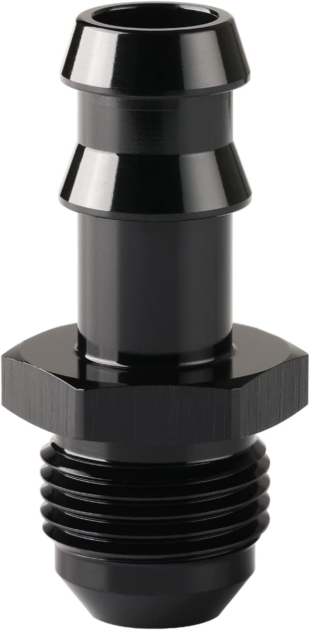 8AN Male Flare to 1/2 Hose Barb Straight Fitting Adapter Aluminum Black