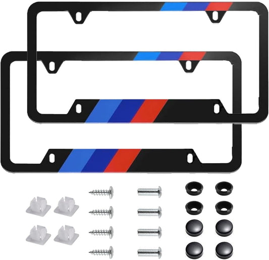2 Pieces Tricolor License Plate Frames for Men and Women, Decorative Car Accessories (Frame B)
