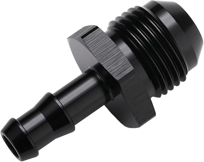 8AN Male Flare to 5/16 Hose Barb Straight Fitting Adapter Aluminum Black