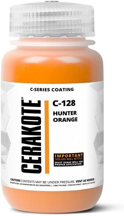 CERAKOTE® ( AIR CURE C-SERIES HUNTER ORANGE [ 4oz ] C-128T Performance Ceramic Technology + Color on All- Metals, Polymers + More