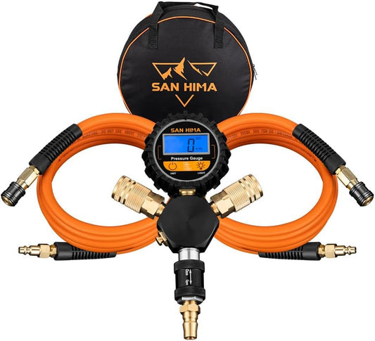SanHima 2 Tire Inflation Deflation System - Fits up to 200" Wheelbase, Fast High Flow 2-Way Air Down Tire Inflator Deflator for Truck Car Trailer Motocycle
