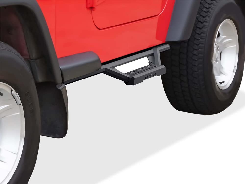 APS Drop Steps Running Boards Compatible with Jeep Wrangler 1987-2006 | 304 Stainless Steel Side Steps Nerf Bars | Anti-Slip | 500lbs Capacity | 5-Year Warranty