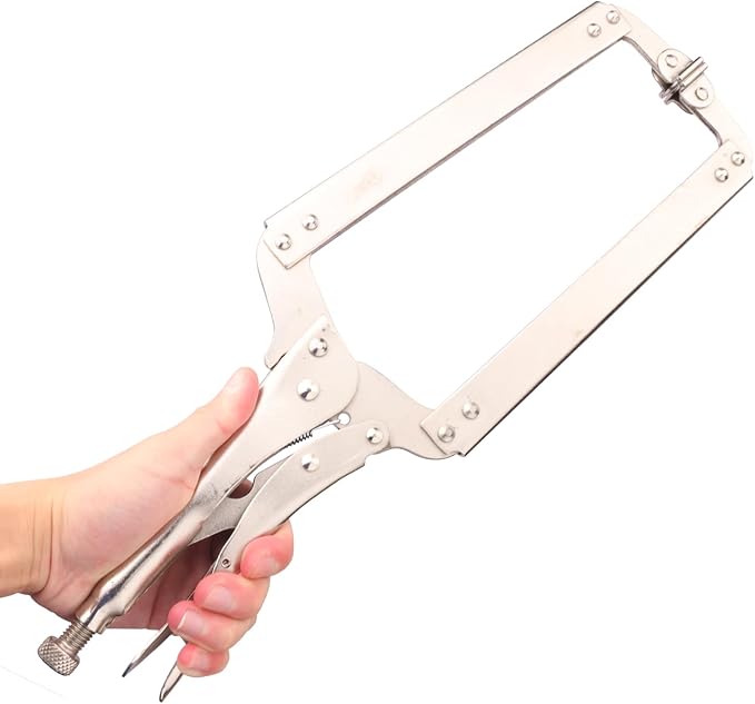 4 Pack 18 Inch C-Clamp Locking Pliers with Swivel Pads, Heavy Duty, Adjustable Vise Grip C Clamps for Woodworking and Home Improvement