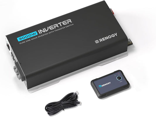 Renogy Inverter PUH, 3000W Pure Sine Wave Power Inverter with UPS Transfer Switch & Bluetooth, 12V DC to 120V AC Converter for RV, Truck, Home,Camping - 6000W Surge Power, Remote Monitoring