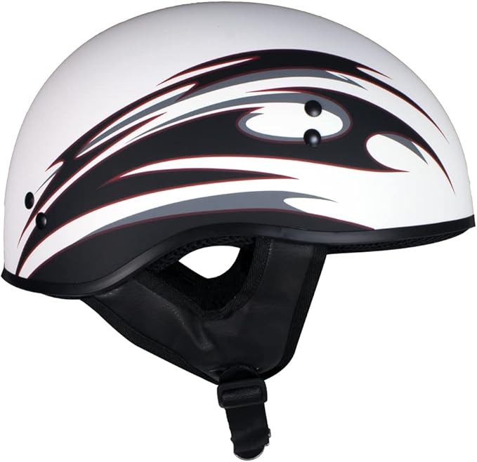 Hot Leathers Advanced Motorcycle DOT Skull Cap Classic Half Helmets Biker HLT
