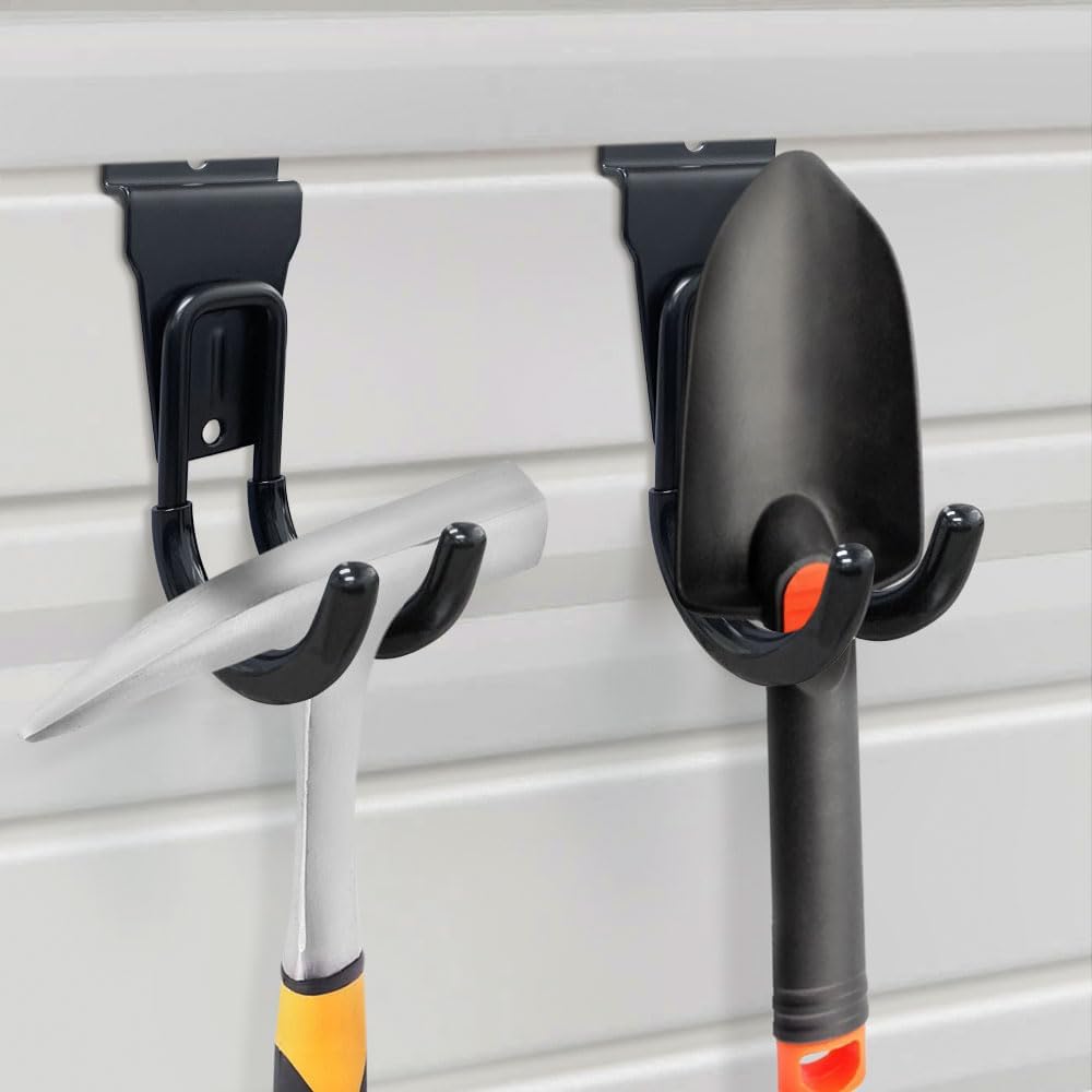 Slatwall Hooks Heavy Duty Slatwall Accessories Small J Hooks Garage Slat Wall Hooks and Hangers, Black(10 Pack)