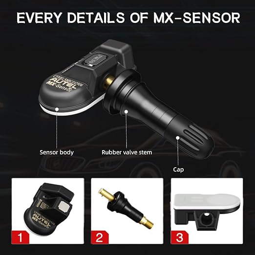 Autel TPMS Sensors 2in1 MX-Sensor 315Mhz/433Mhz Tire Pressure Sensor, Press-in OE-Level Programmable & Cloneable Wireless TPMS Sensors for All Vehicles, Program by Autel TPMS Tool (Rubber Stem 4pcs)﻿