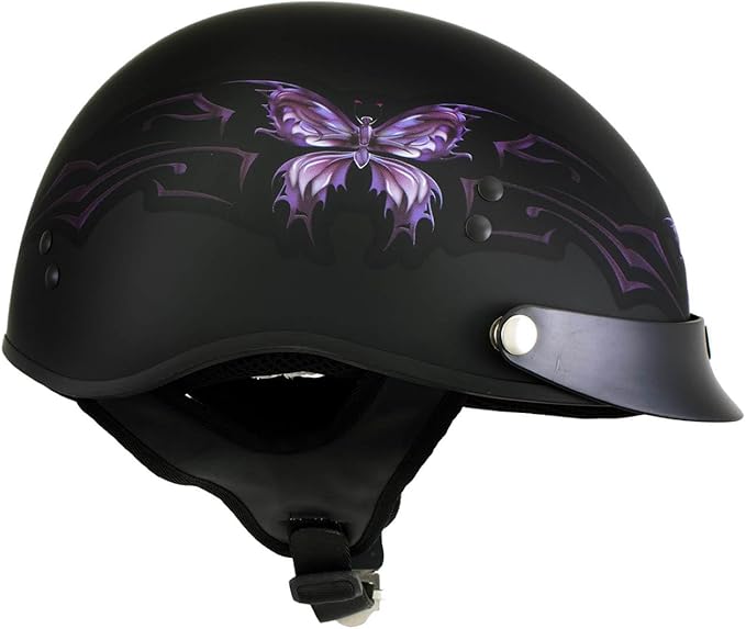 Hot Leathers Advanced Motorcycle DOT Skull Cap Classic Half Helmets Biker HLT
