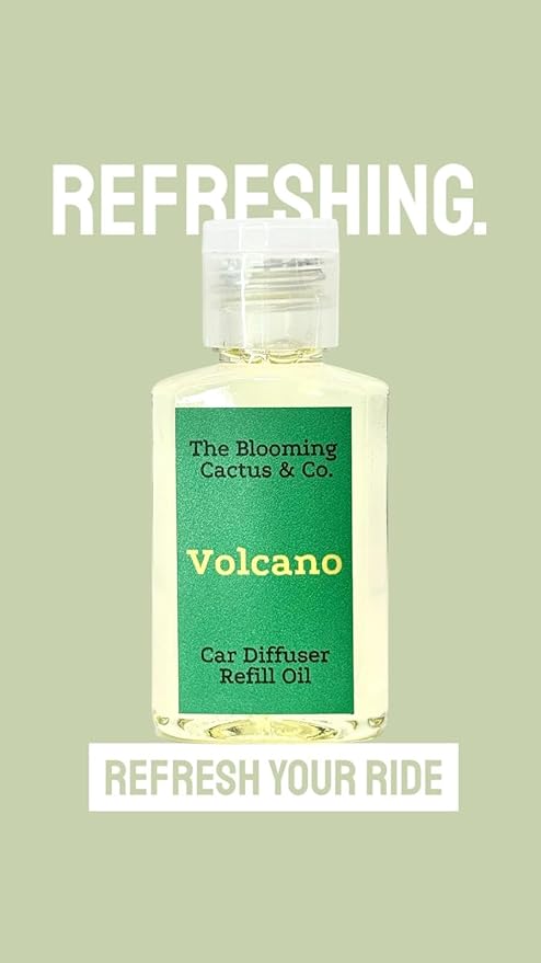 Car Air Freshener with 1 Oz Refill included | Car scented on the go | Car Air Freshener | Long Lasting Hanging Fragrance | Phthalate Free Fragrance. (Volcano (Type), 8 ml)