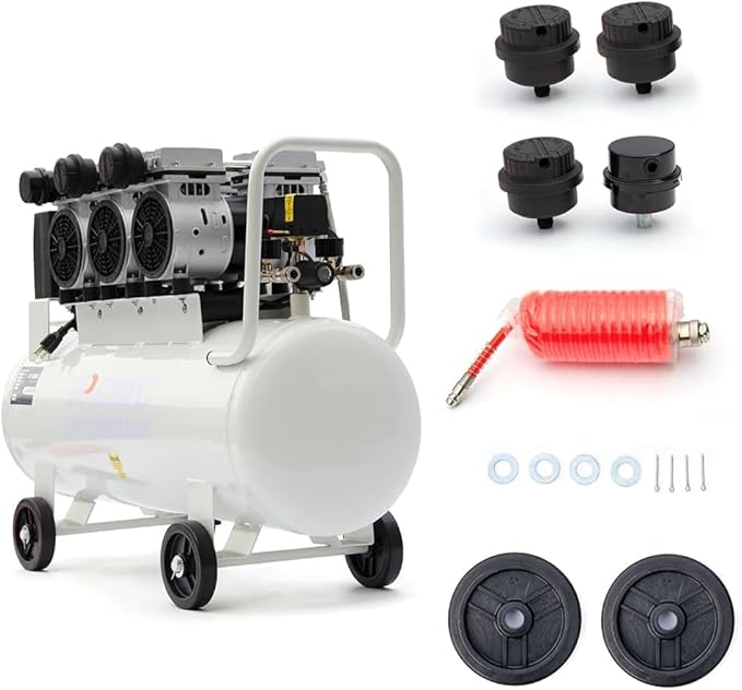 24'' Rim 1.5HP Tire Changer w/Assist Arm and 10''-24'' Rim Tire Balancer Combo and 3HP Oil-Free Air Compressor for Tire Repair and Wheel Balancing Garage Shop Equipment w/ 1 Year Full Warranty
