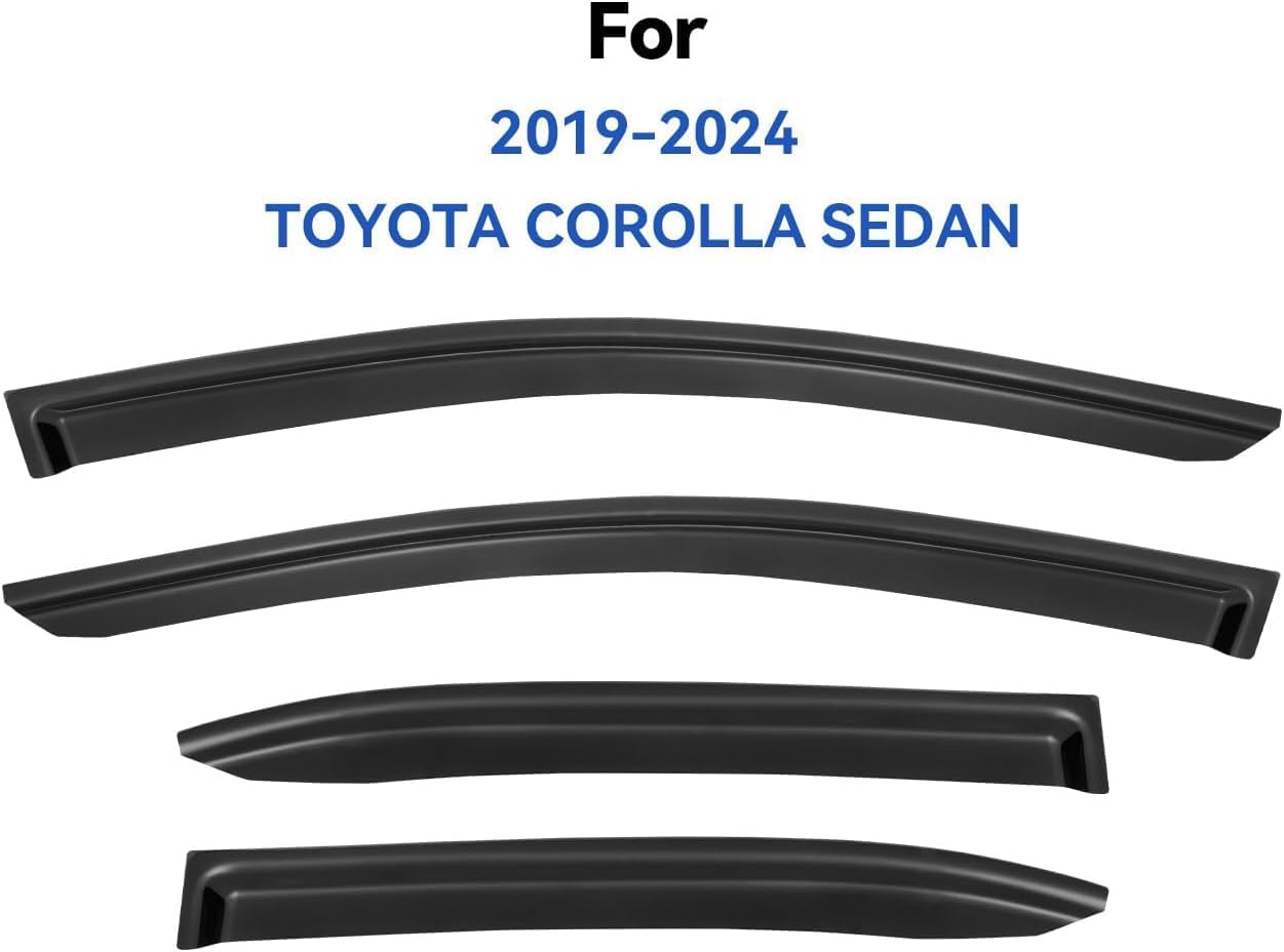 Window Visors Rain Guards Shield for 2019-2025 Toyota Corolla Sedan, Out-Channel Window Vent Wind Deflectors Visors Shades for 19-25 Corolla Sedan