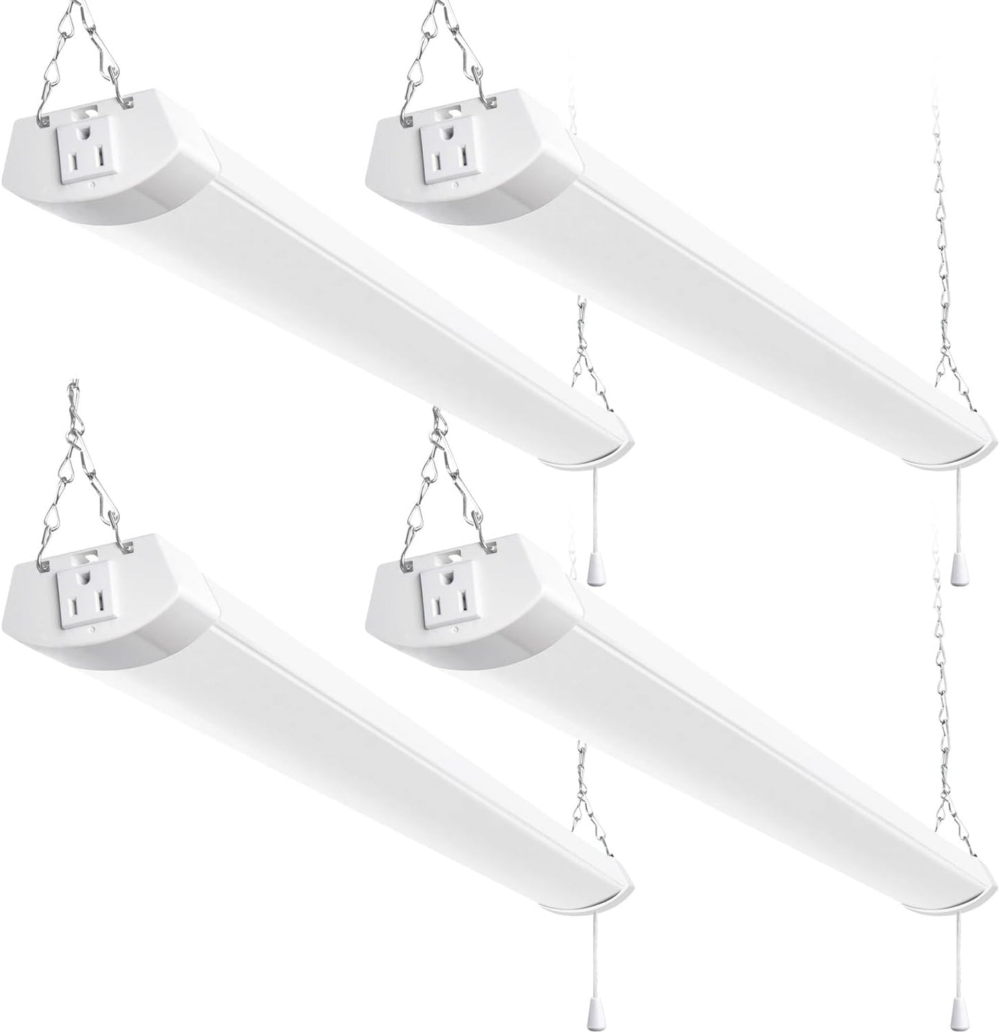 hykolity 4FT 120W LED Shop Light Linkable, 13000lm(400w Equivalent), 5000K Utility Shop Lights for Garages, Workshops, Basements, Hanging or Flush Mount, with Power Cord and Pull Chain, ETL, 4 Pack