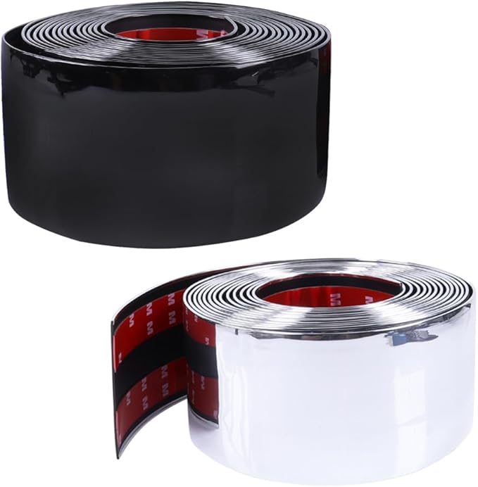 2"(50mm) Automotive Trim Molding 10Ft Heavy-Duty Car Side Body Molding Self Adhesive UV Protected Scratch-Proof for Truck RV Front and Rear Bumper/Door Sill Protector,Glossy Black