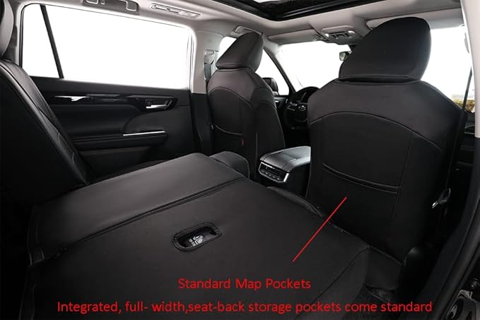 EKR Highlander Seat Covers for SUV Toyota Highlander 2020 2021 2022 2023 2024 2025 2026,2nd Row 40/60 Split,Car Seat Covers Front Seats Back Seat,Waterproof Seat Covers Full Set-Neoprene(Black)