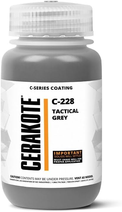 CERAKOTE® ( AIR CURE C-SERIES TACTICAL GREY [ 4oz ] C-228T Performance Ceramic Technology + Color on All- Metals, Polymers + More