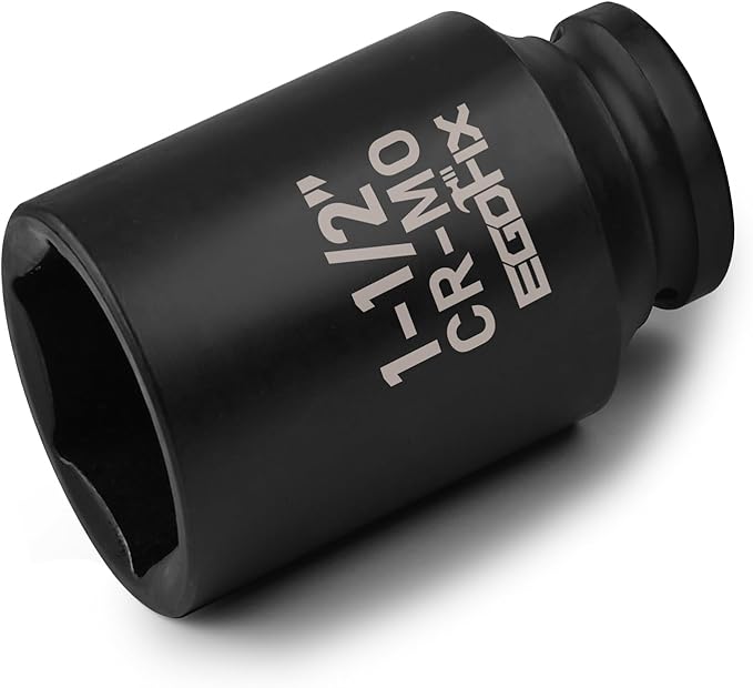 1 1/2 Inch Socket 1/2" Drive Deep Impact SAE Socket, Heat-Treated CR-MO Anti-Rounding 6 Point for Easy Removal of Axle Nut
