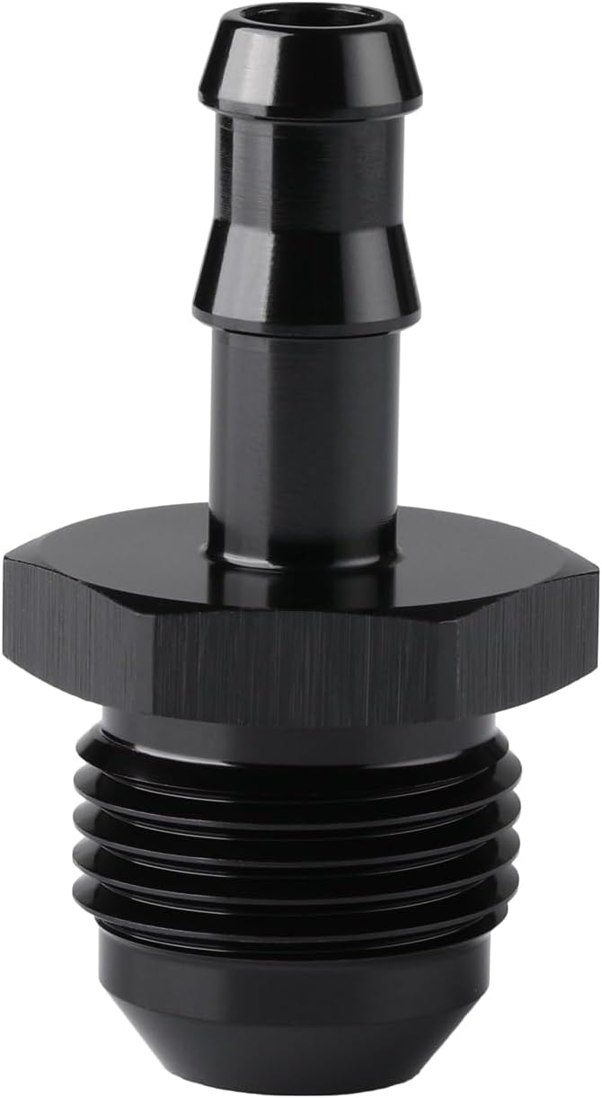 8AN Male Flare to 5/16 Hose Barb Straight Fitting Adapter Aluminum Black