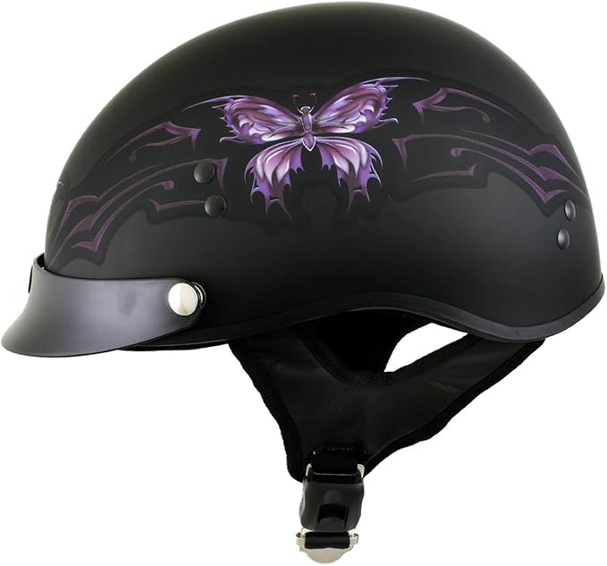 Hot Leathers Advanced Motorcycle DOT Skull Cap Classic Half Helmets Biker HLT