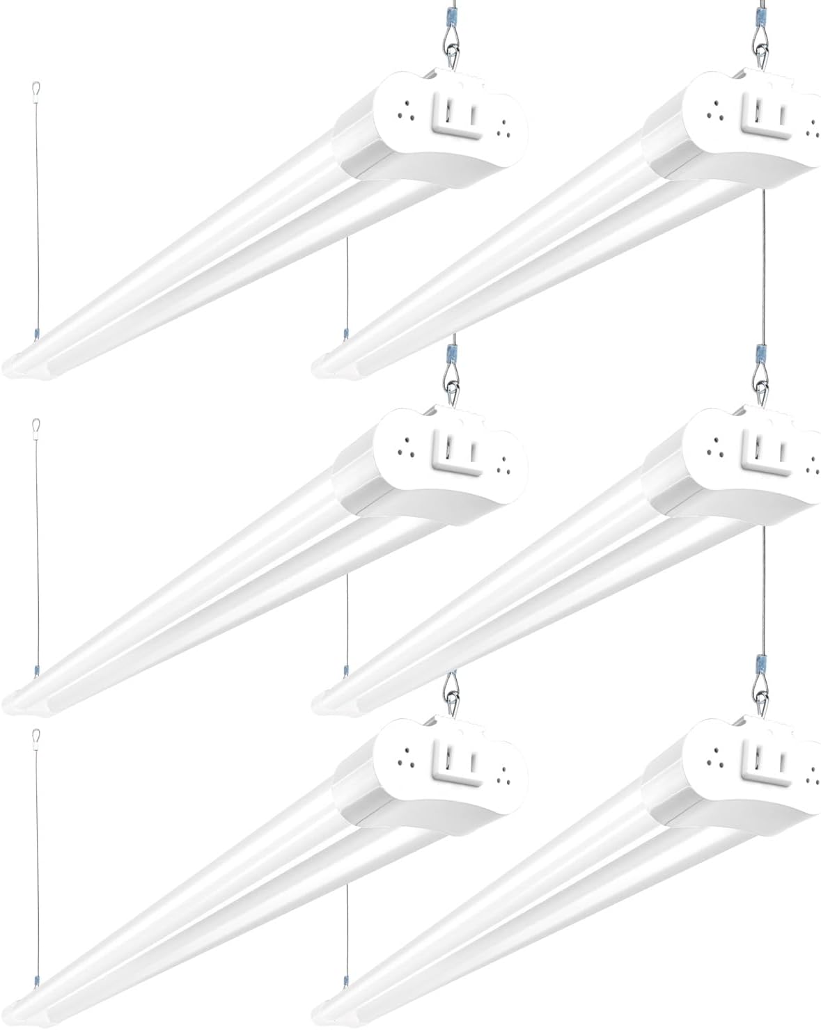 hykolity 6 Pack 4FT Linkable LED Shop Light, Utility Shop Light Fixture, 4400lm, 42W [250W Equivalent], 5000K Daylight Shop Lights for Garage, Hanging or Surface Mount, with Power Cord, ETL,White
