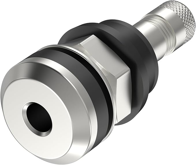 SUNSOUL TR416 5pcs Metal Valve Stems Outer Mount Fits .453" & .625" Rim Holes, Silver, High-Pressure Clamp-in Tire Valves