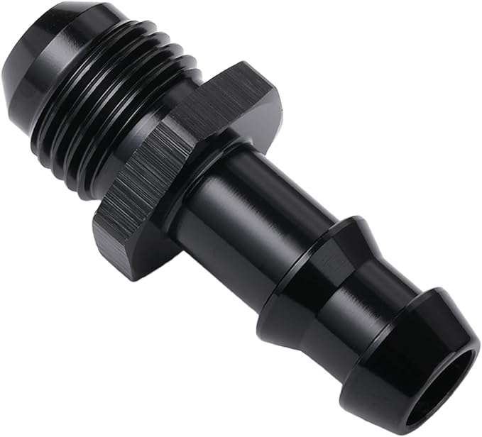6AN Male Flare to 3/8 Hose Barb Straight Fitting Adapter Aluminum Black