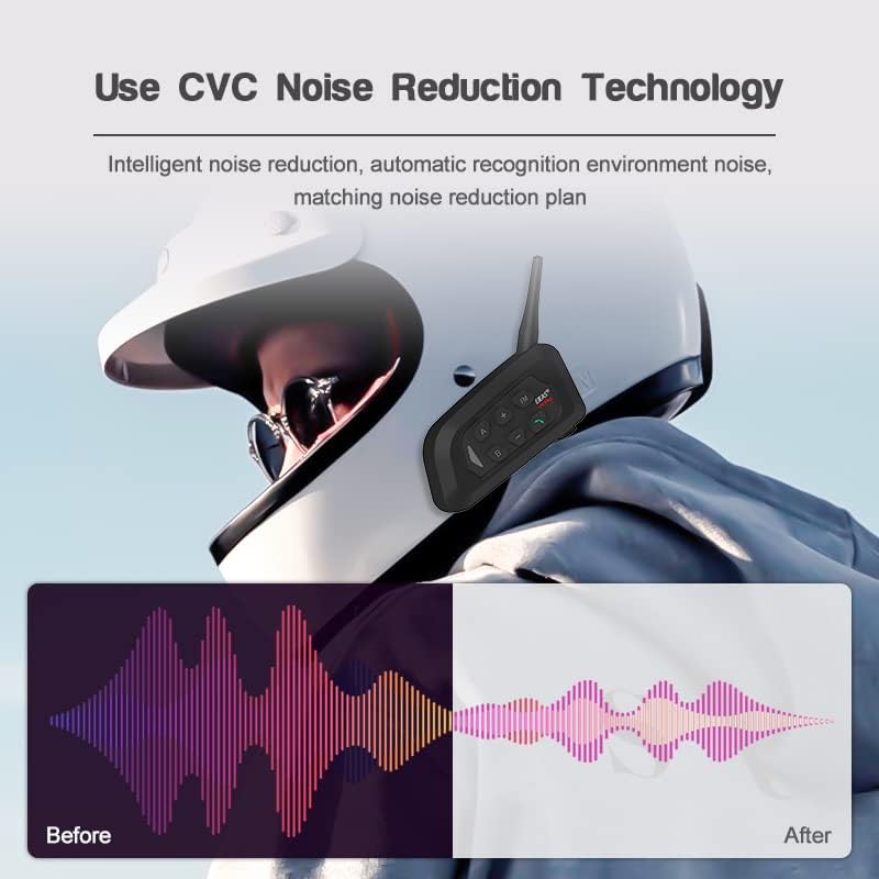 MIMIRACLE V4 Plus Motorcycle Helmet Bluetooth Intercom Headset, Up to 4 Riders 1500M IP65 Waterproof Motorbike Communication System for Skiing/ATV/Off Road -4 Pack