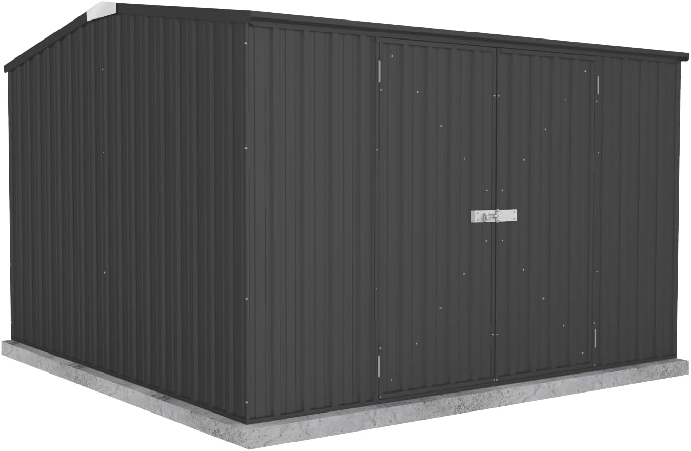 Absco Premier Storage Sheds, 10'x10' Metal Garage, DIY Backyard Shed, Utility Tool Storage, Weather & Wind Resistant Aluminum Panels & Steel Frame, Maintenance-Free, 12 Year Warranty, Monument Gray