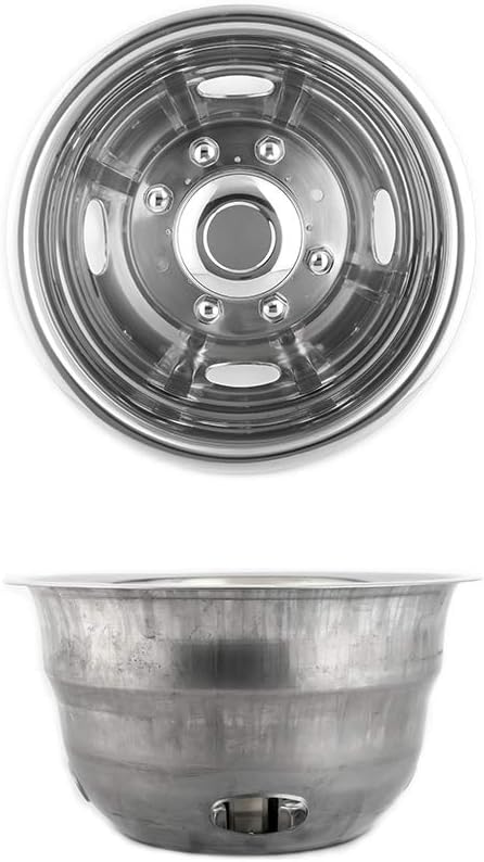 17" Polished Stainless Steel Wheel Simulators Fit for 2005-2025 Ford F350 Dually, 4pcs Nice Looking and Durable Bolt On Wheel Cover, 8 Lug 4 Hand Hole Hubcaps with Installation Tool Kit