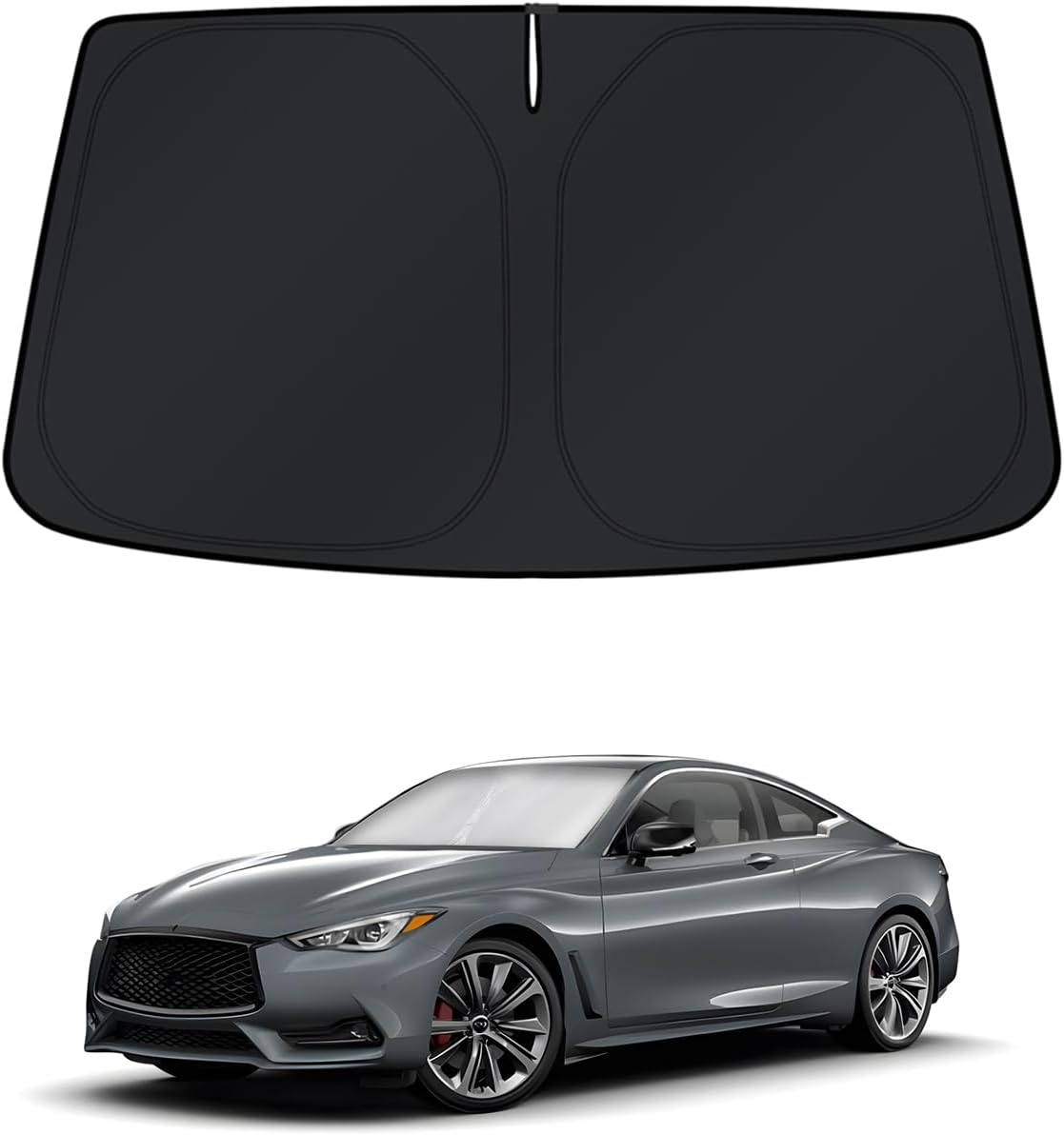 KUST Windshield Sun Shade for Infiniti Q60 Coupe 2017-2022 Window Sunshade Sun Visor Protector Foldable Blocks UV Rays Keep Your Car Cooler