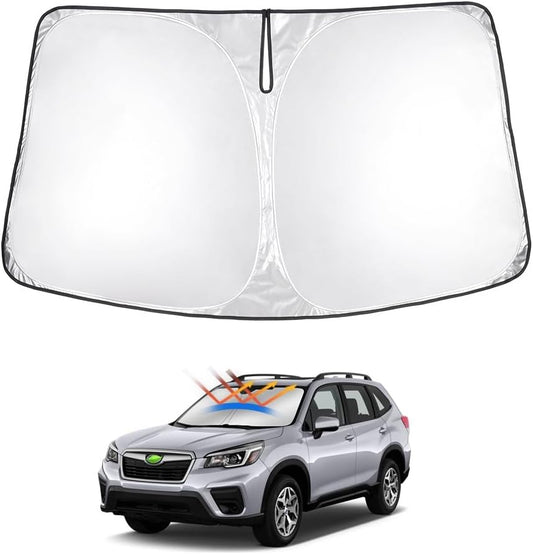 T TGBROS Windshield Sun Shade Custom Fit for 2019-2023 2024 Subaru Forester Accessories Foldable Sun Shield Reflective Polyester Sun Visor Cover Block Heat and Sun Protection