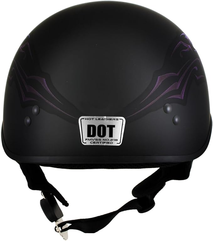 Hot Leathers Advanced Motorcycle DOT Skull Cap Classic Half Helmets Biker HLT