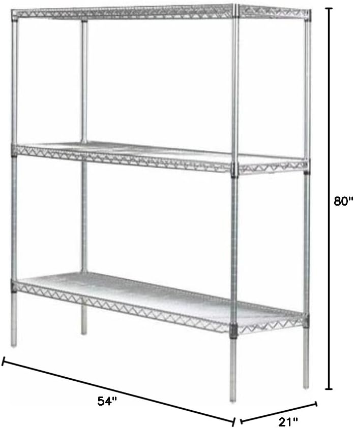 Omega 21" Deep x 54" Wide x 80" High 3 Tier Chrome Starter Shelving Unit