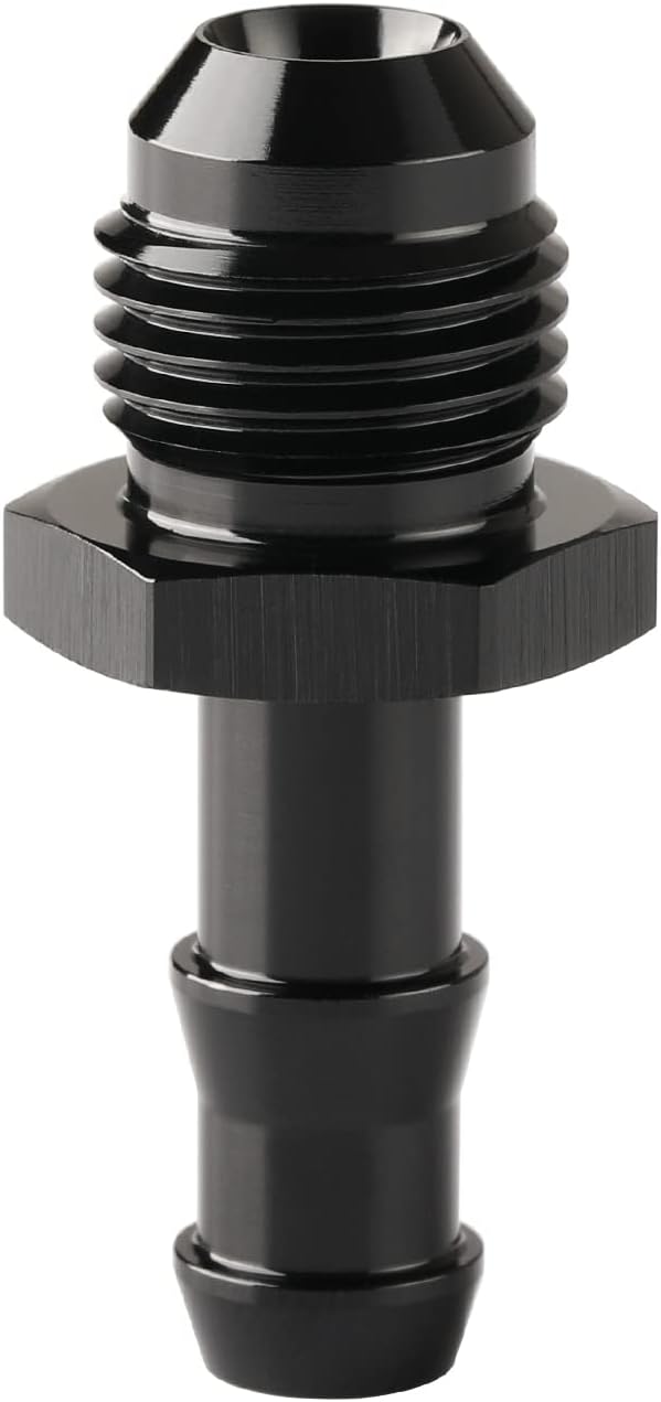 6AN Male Flare to 5/16 Hose Barb Straight Fitting Adapter Aluminum Black