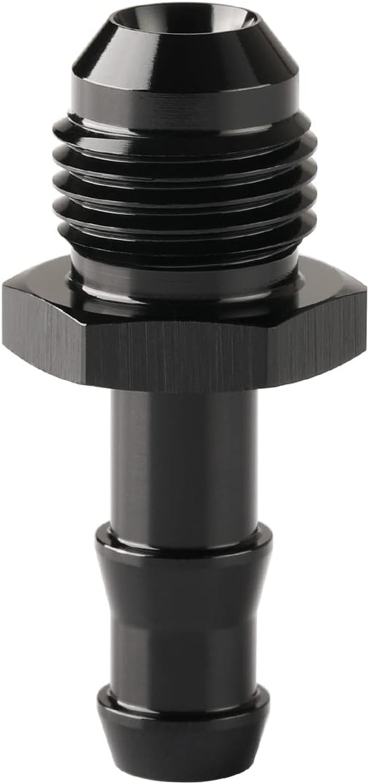 6AN Male Flare to 5/16 Hose Barb Straight Fitting Adapter Aluminum Black