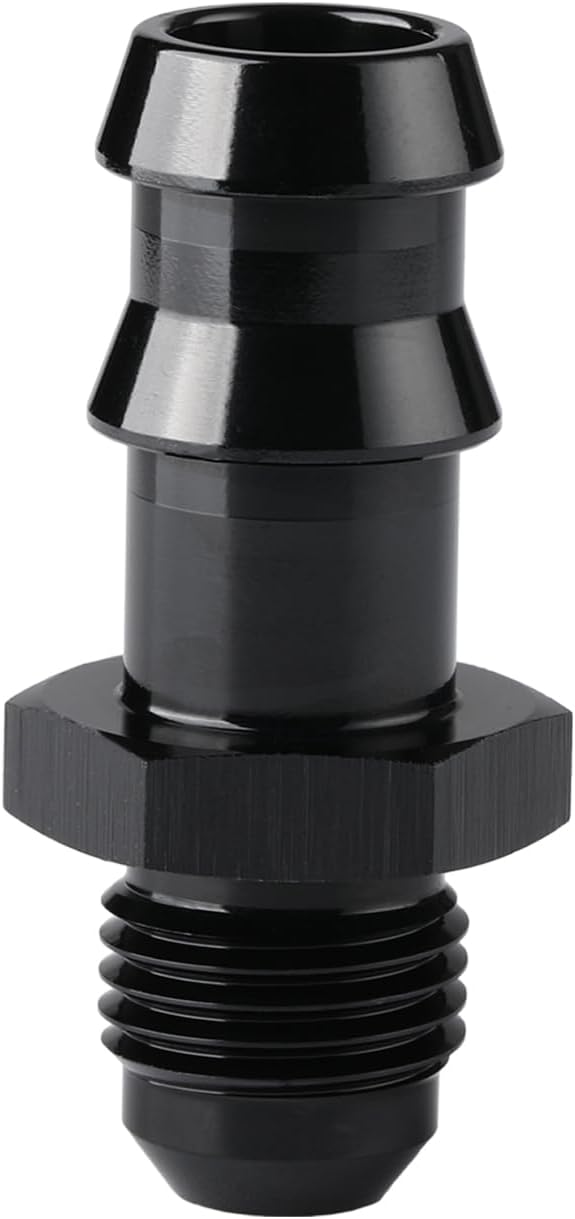 6AN Male Flare to 1/2 Hose Barb Straight Fitting Adapter Aluminum Black
