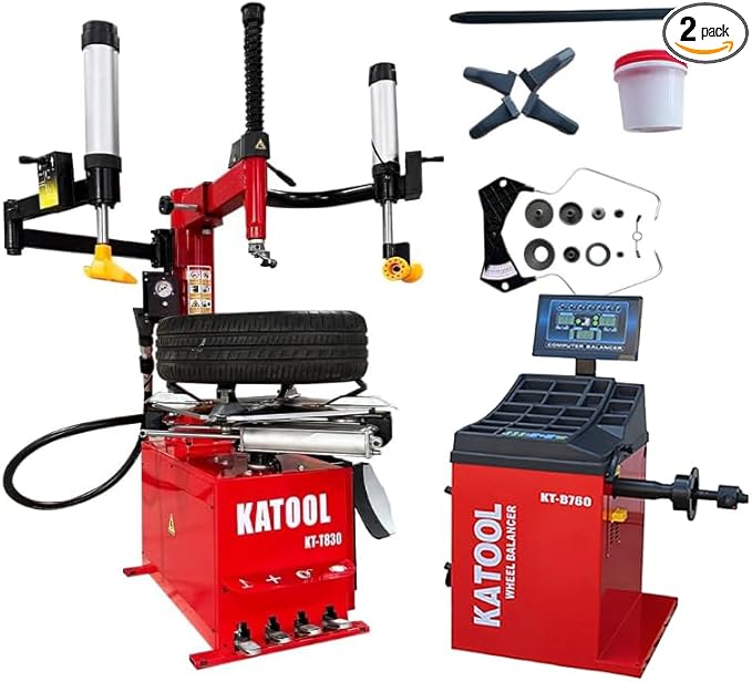 KATOOL Double Arm 2.0HP Tire Changer Machine and Balancer Combo 24" Tire Changer Automatic Measurement Wheel Balancing Tire Machine for Home and Shop