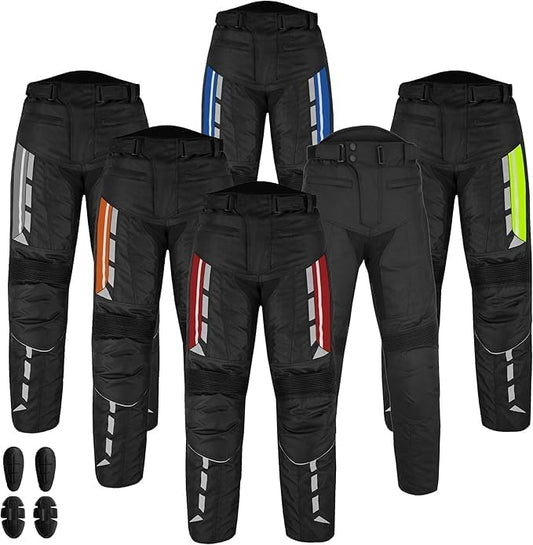Men’s Waterproof Motorcycle Trousers – 600D Cordura Biker Pants with CE Armour, Thermal Lining & Reflective Panels
