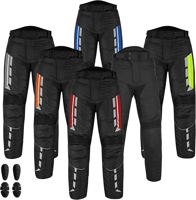 Men’s Waterproof Motorcycle Trousers – 600D Cordura Biker Pants with CE Armour, Thermal Lining & Reflective Panels