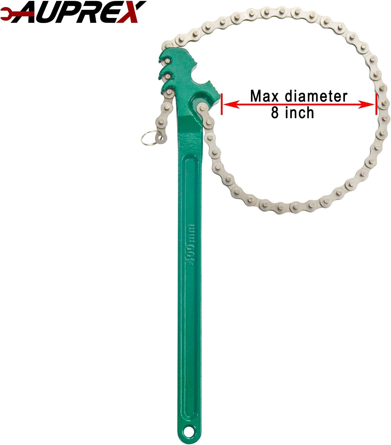 16 Inch Sturdy Adjustable Heavy Duty Ratcheting Chain Oil Filter Wrench Reversible Chain Style Pipe Fitter Wrench With Multi-Purpose Compatible With Max 8 Inch Diameter