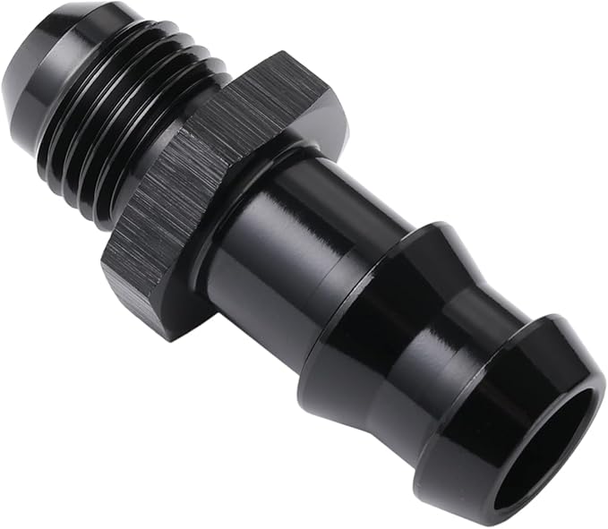 6AN Male Flare to 1/2 Hose Barb Straight Fitting Adapter Aluminum Black