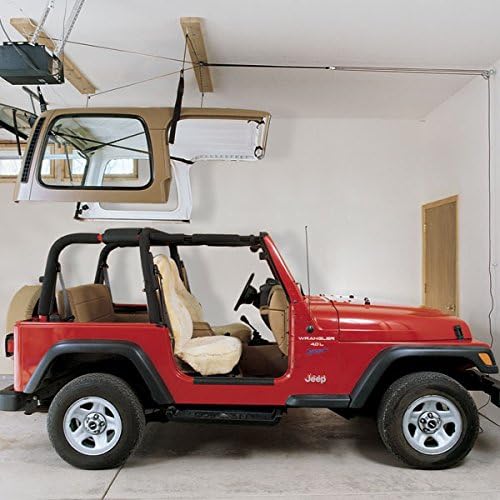7806 - Overhead Storage Hoist for Jeep Top Removal, Truck Caps, Bikes, SUP, Dinghies, Canoes, Kayaks, Surfboards and More. Mount in Your Garage, Shop, Anywhere with a Ceiling.
