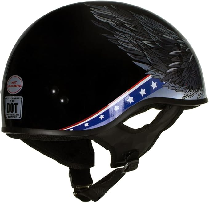 Hot Leathers Advanced Motorcycle DOT Skull Cap Classic Half Helmets Biker HLT
