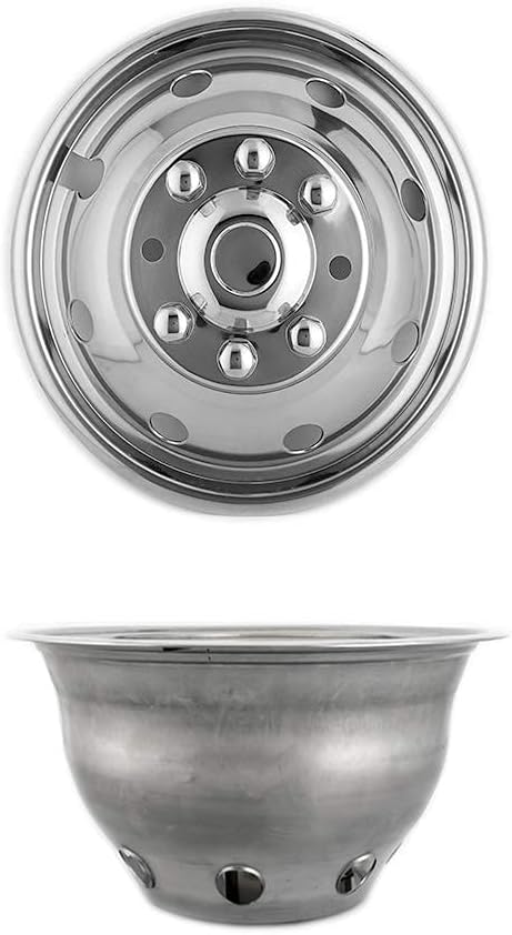 4pcs 16" Polished Stainless Steel Dually Wheel Simulators, Nice Looking Bolt On 8 Lug 8 Hand Hole Hubcaps Fit for 1974-1998 Ford F350;1992-2021 E350/E450; 1974-1999 Dodge Ram 3500 6F80