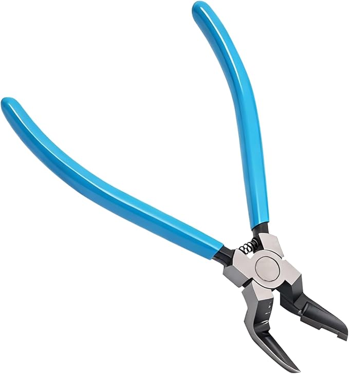 Upgraded Panel Clip Pliers, Automotive Trim Removal Tool for Car Interior Fasteners, High Carbon Steel V-Shaped Clip Removal Pliers with Ergonomic Non-Slip Handle, Spring-Assisted, Blue Handle