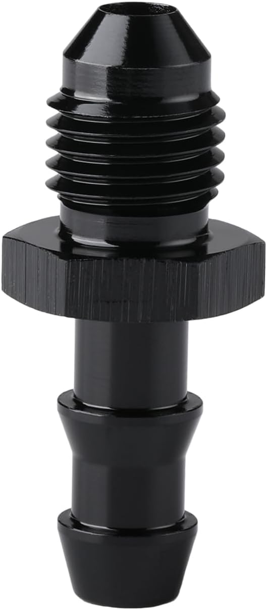 4AN Male Flare to 1/4 Hose Barb Straight Fitting Adapter Aluminum Black