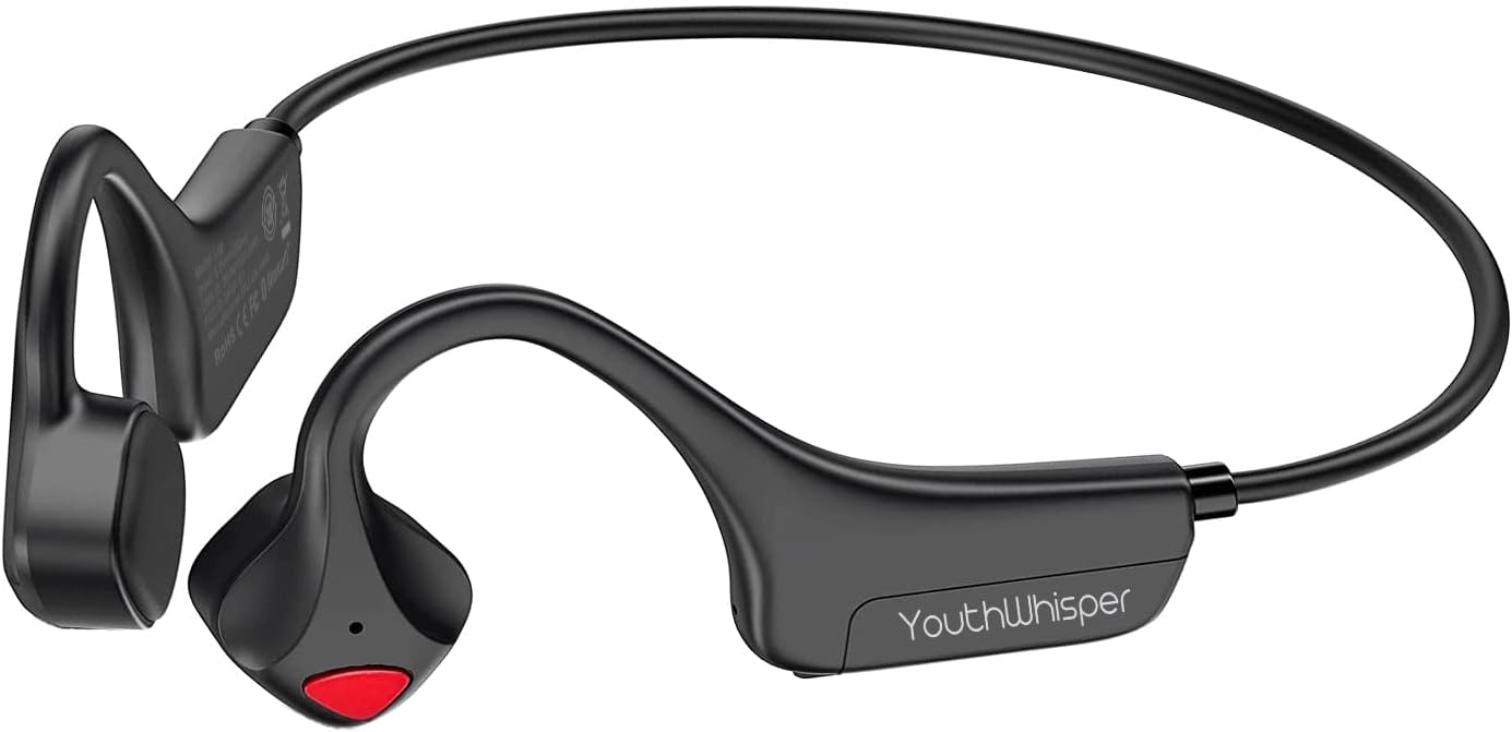 Bone Conduction Headphones - Bluetooth Running Earphones Open Ear Wireless Headset with Mic, Sweat Resistant Conducting Headphone for Workout Hiking Fitness Walking (Black)