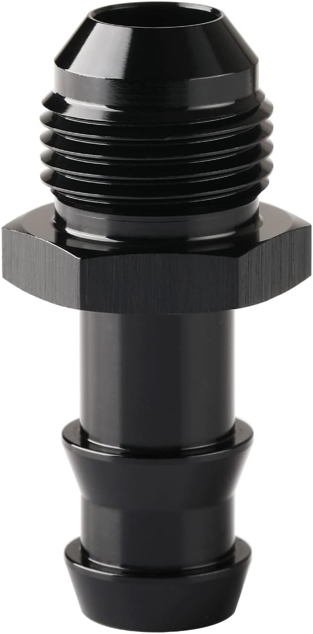 8AN Male Flare to 1/2 Hose Barb Straight Fitting Adapter Aluminum Black