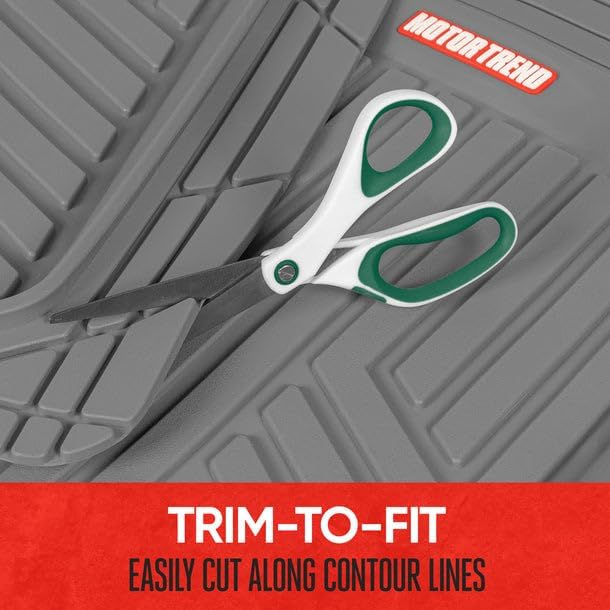 Motor Trend FlexToughXL Floor Mats for Cars Full Set, All-Weather Rubber Automotive Floor Mats, Waterproof Heavy Duty Car Mats, Flexible Floor Liners for Car Truck Van SUV, Car Floor Mats (Gray)