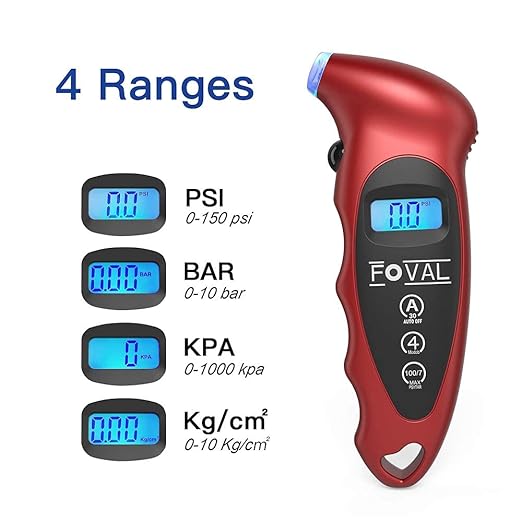 Foval Digital Tire Pressure Gauge 150 PSI for Car Truck Pickup Bicycle Instant Read with Backlit LCD and Non-Slip Grip for Father’s Day (2)