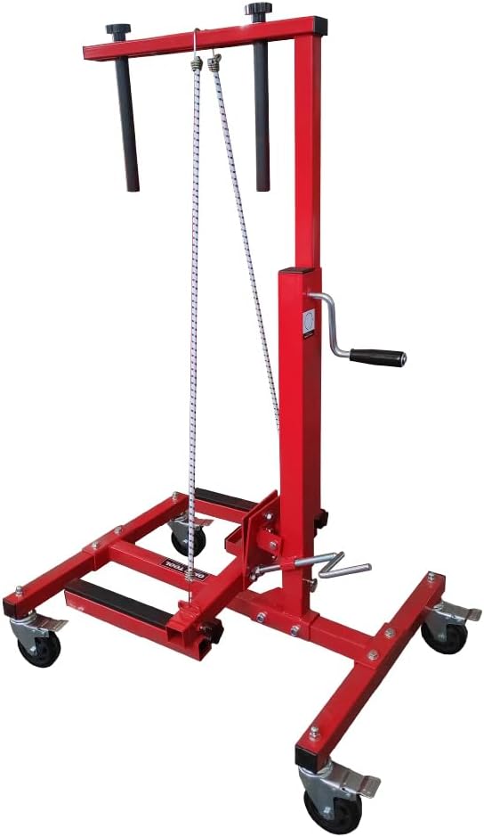 LAUCO Car Door Installer and Remover Jack Lift Hoist, Heavy Duty Car Door Jack, Floor Jack, Trolley Service Lift Floor Jack with 4 Steel Swivel Castors Hoist Jack Stand Dolly Red- [7756]
